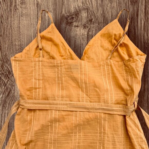 ASOS Mustard Yellow Wrap Dress with Ruffle Hem Size 14 - Picture 4 of 9